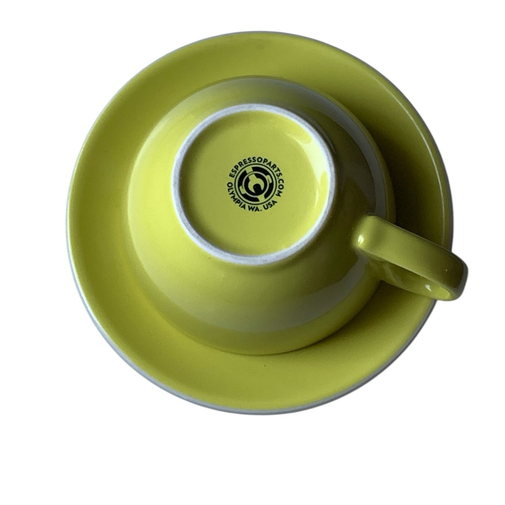 NEW LATTE Yellow & White COFFEE Cup and Saucer Set 12 OZ Spring Summer Kitchen - Picture 3 of 5